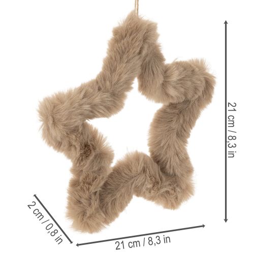 Riippuva koristeellinen tähti tekoturkiksesta, 21 cm, 4 kpl | Floristik24.fi