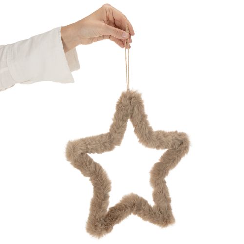 Koristeellinen tähdenmuotoinen tekoturkiskoriste ripustettavaksi, 30 cm, 3 kpl | Floristik24.fi