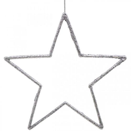 Floristik24 Joulukoristeita tähtiriipus hopea glitter 17,5cm 9kpl