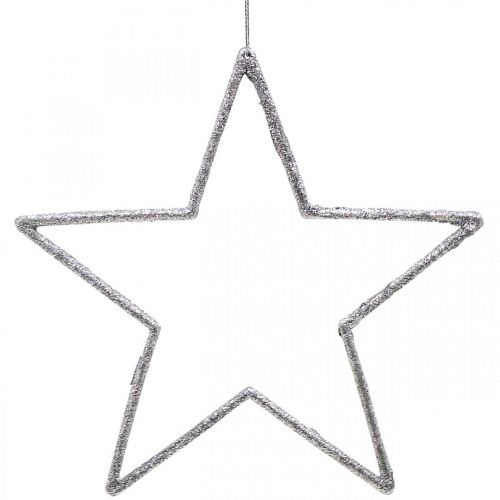 Floristik24 Joulukoristeita tähtiriipus hopea glitter 17,5cm 9 kpl