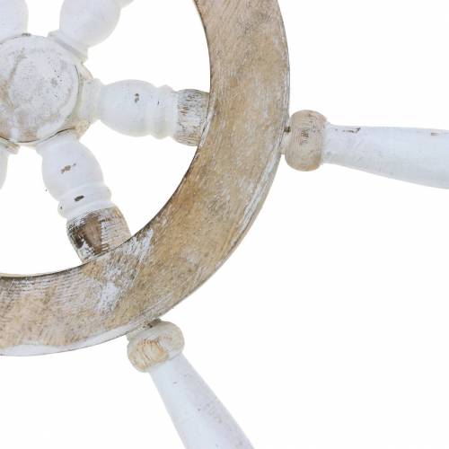 Floristik24 Koristeellinen ohjauspyörä puu valkoinen 35cm