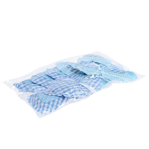 Floristik24 Kangasripustin Sydämen muoto 7cm 12kpl Sininen, Valkoinen, Valkoinen