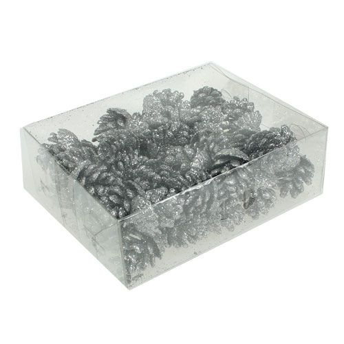 Floristik24 Käpyjä käpyjä hopea 3cm 48 kpl