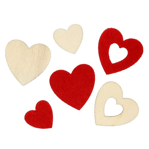 Floristik24 Hajanaisia sydämiä sekoitus 2-3,5cm punainen, luonnollinen 110p