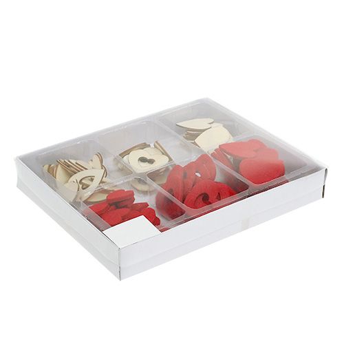 Floristik24 Hajanaisia sydämiä sekoitus 2-3,5cm punainen, luonnollinen 110p