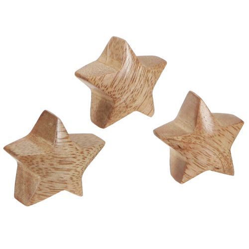 Hajautuskoriste puiset minitähdet adventtikoristeet mangopuusta 3cm 9 kpl