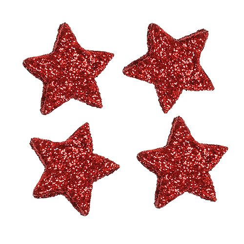 Scatter koriste tähdet punainen 2,5cm kiille 96 kpl