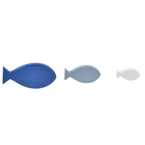 Scatter koristeet puukoristeet kala sininen valkoinen meri 3-8cm 24kpl