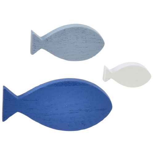 Scatter koristeet puukoristeet kala sininen valkoinen merellinen 3-8cm 24 kpl