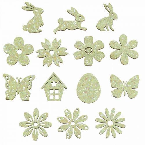 Floristik24 Scatter koristelu puiset scatter palat Spring Easter Green 2-4cm 64s