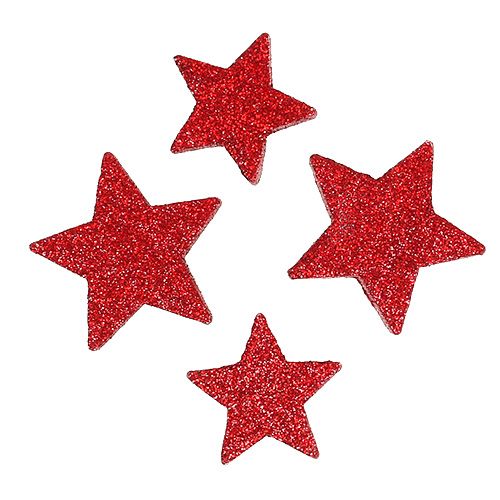 kohteita Scatter koriste tähdet punainen, kiille 4-5cm 40p