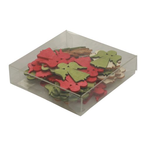 kohteita Scatter-koristelu Joulupuinen enkeli punainen vihreä luonnollinen 5x3,5cm 48 kpl