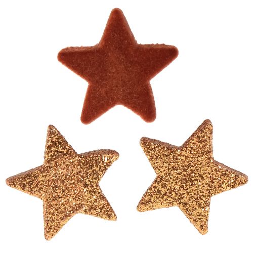 Floristik24 Scatter koristeet Joulutähtiä ruskea/oranssi Ø4/5cm 40 kpl