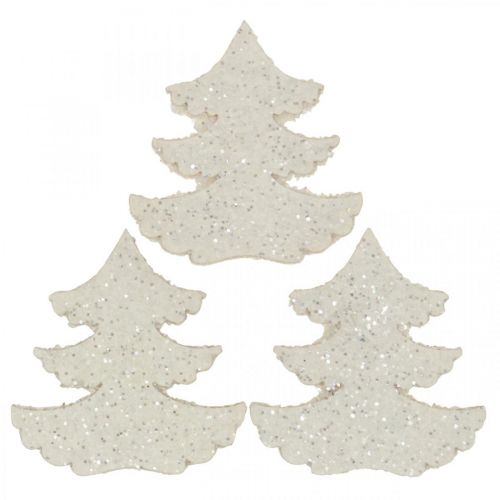 Floristik24 Scatter koristeet Joulukuusi valkoinen glitter 4cm 72p