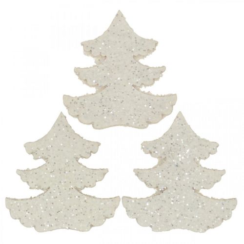 Floristik24 Scatter koristeet Joulukuusi valkoinen glitter 4cm 72 kpl