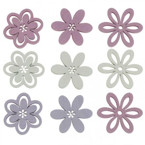 Puiset kukat hajallaan koriste kukkia purppura/vaaleanpunainen/valkoinen Ø3,5cm 48p