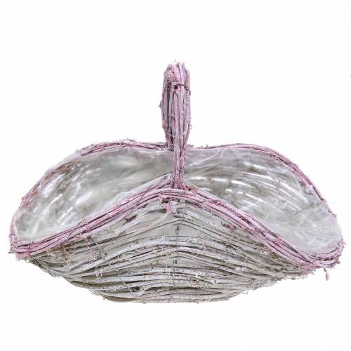 Floristik24 Kukkakori kahvalla valkoinen-vanha ruusu 35cm × 17cm K25cm