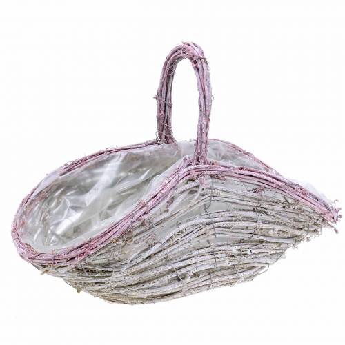 Floristik24 Kukkakori kahvalla valkoinen-vanha ruusu 35cm × 17cm K25cm