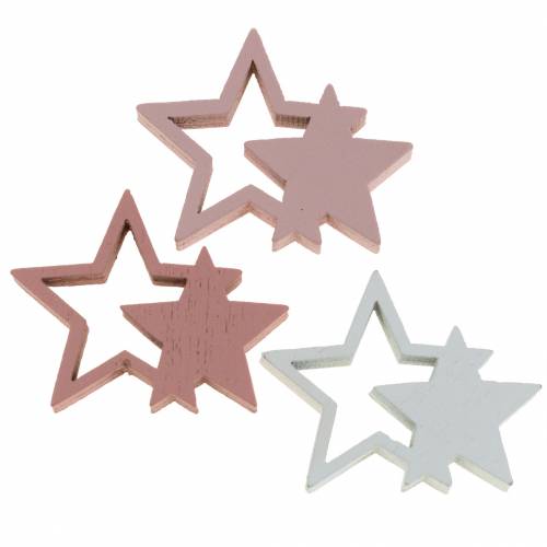 Floristik24 Scatter koriste tähdet pinkki/valkoinen 36 kpl