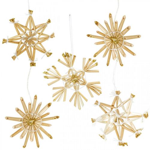 Floristik24 Straw Stars Glitter Gold Set Joulukoristeet Ø6cm 24kpl