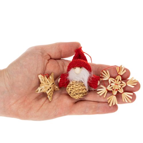 Olkikoristesetti joulukuusen koristeita hahmoja ja tähtiä 6cm 30kpl | Floristik24.fi