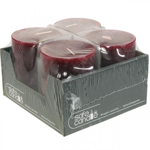 Floristik24 Yksiväriset kynttiläpilarit Rustic Burgundy 80×110mm 4 kpl