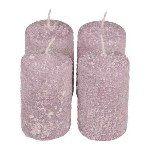 Floristik24 Pilarikynttilät talvijoulut kynttilät purppura 60×100mm 4 kpl