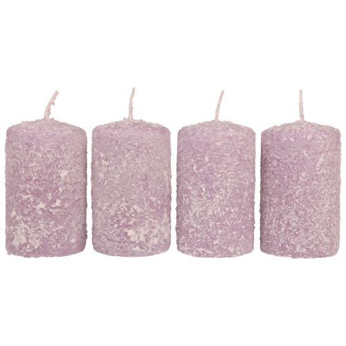 Floristik24 Pilarikynttilät talvijoulut kynttilät purppura 60×100mm 4 kpl