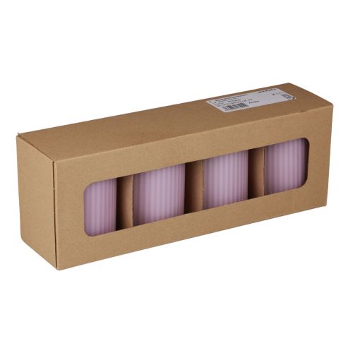 Floristik24 Pilarikynttilät lila uritettu kynttilän koriste 70/90mm 4 kpl