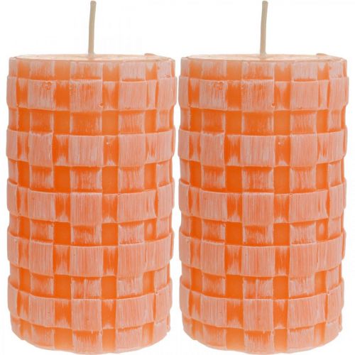 kohteita Kynttilät Rustic, Pilarikynttilät Basket Pattern, vahakynttilät Orange 110/65 2kpl 2kpl