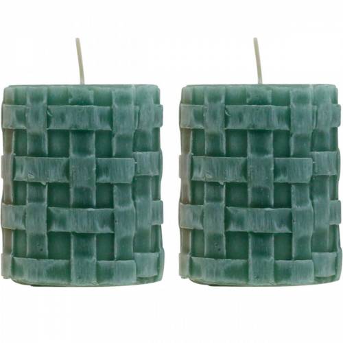 Pilarikynttilät Rustic 80/65 Vihreä kynttilä koristelu kynttilä 2kpl
