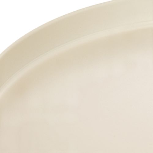Pyöreä koristeellinen tarjotin kermanvärisenä, 30 cm, telineellä pöytäkoristeeseen | Floristik24.fi
