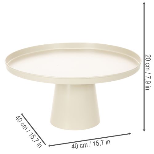 Koristeellinen pyöreä beigenvärinen lautanen, jossa on 40 cm korkea jalusta | Floristik24.fi