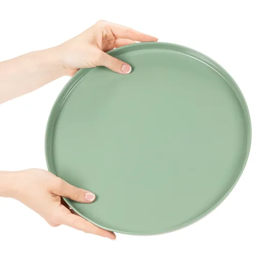 Pyöreä vihreä koristelautanen jalustalla pöytäasetelmaan, 30 cm | Floristik24.fi