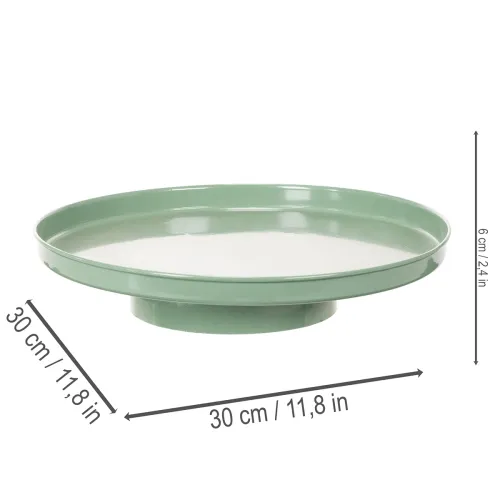 Pyöreä vihreä koristelautanen jalustalla pöytäasetelmaan, 30 cm | Floristik24.fi