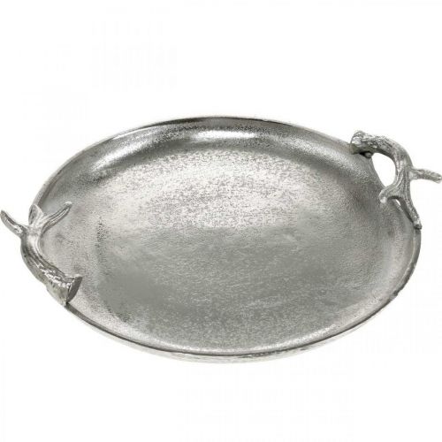 Deco Tarjotin Peuran sarvet Hopea Alumiini Pyöreä Ø30cmH4,5cm