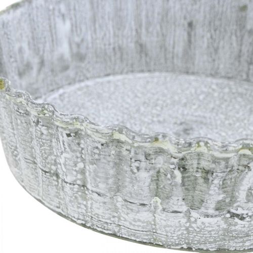Floristik24 Keksin muotoinen metallilautanen, pyöreä koristetarjotin, pöytäkoristeet pesty valkoiseksi Ø14cm H4cm