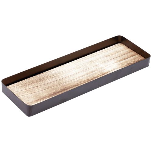 Koristeellinen tarjotin metalli puu metalli tarjotin puinen pohja 40x13x3cm