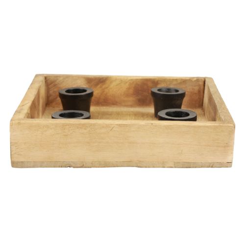 Floristik24 Kynttilätarjotin puinen tarjotin luonnollinen kynttilänjalka 20cm