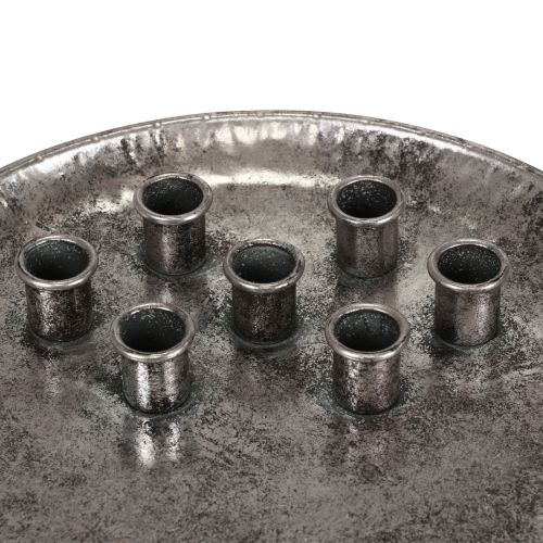 Kynttilälevy metallinen vintage hopea tikku kynttilänjalka Ø30cm