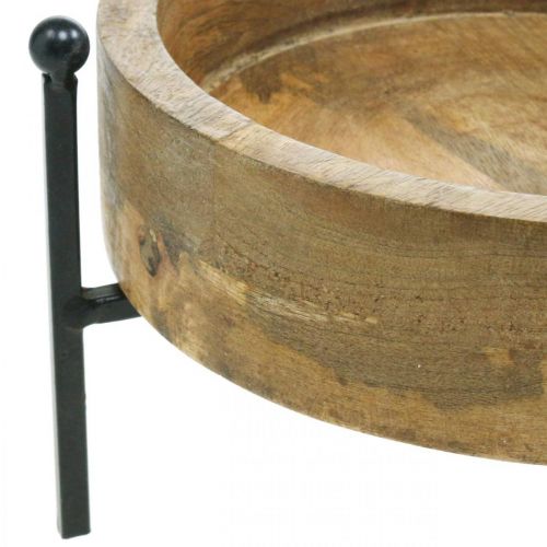 Floristik24 Tarjotin jaloilla, puinen koristelu pyöreä, tarjotin luonnonmukaiseen istutukseen, musta Ø25cm H11cm