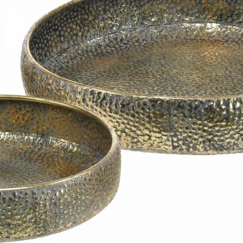 Floristik24 Itämainen metallikulho, koristeellinen istutusastia Kultainen, antiikkinen ilme Ø49 / 38cm, 2 kpl setti