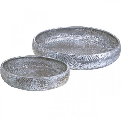 Koristekulho hopea pyöreä antiikin näköinen metalli Ø50 / 38cm sarja 2 kpl