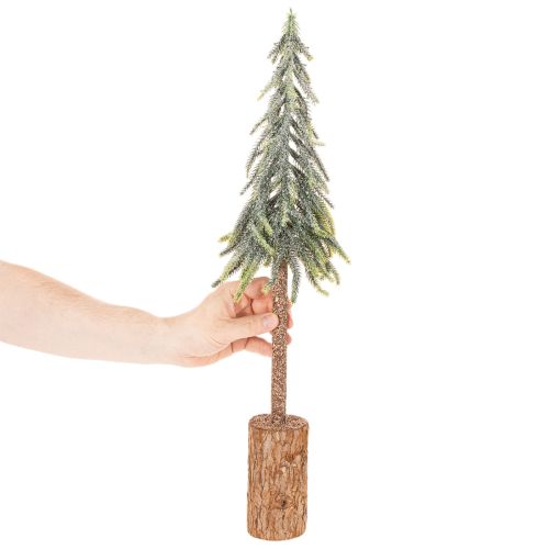 Tekokuusi, jääpinta, puisella jalustalla, talvikoriste, 60 cm | Floristik24.fi