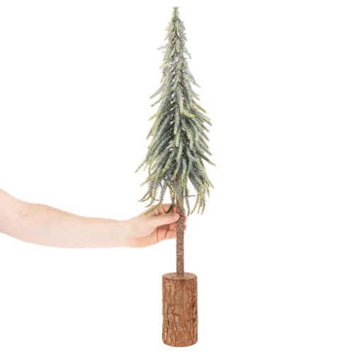 Keinotekoinen kuusi, jäätynyt, koristepuu puisella jalustalla talvikoristeeseen ja jouluun, 75 cm | Floristik24.fi