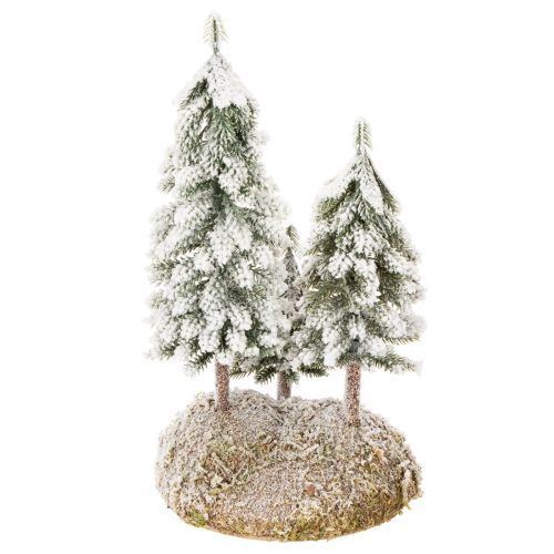 Lumipeitteiset kuuset, keinotekoinen talvimaisema joulukylään ja pöytäkoristeeseen, 29 cm | Floristik24.fi