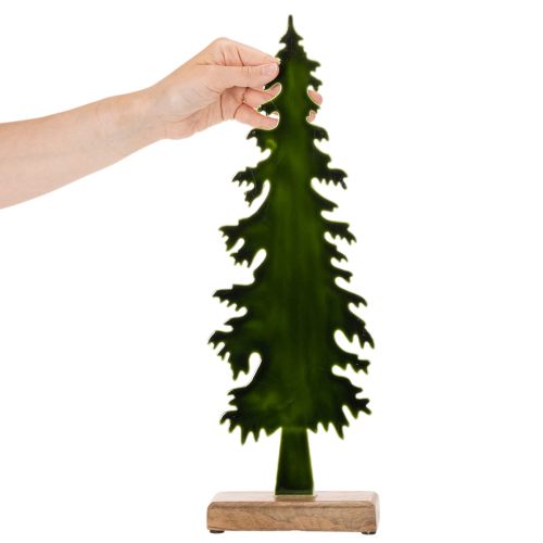 Koristeellinen joulukuusi puisella jalustalla, pöytäkoriste, joulu, 46 cm | Floristik24.fi