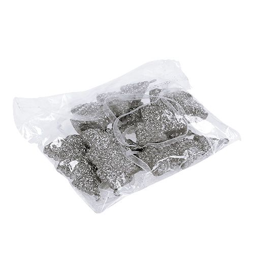 Floristik24 Joulukuusi hopea 6.5cm ripustettavaksi 6kpl