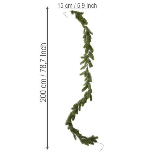 Keinotekoinen vihreä kuusen seppele juhlakoristeeseen, 200 cm | Floristik24.fi