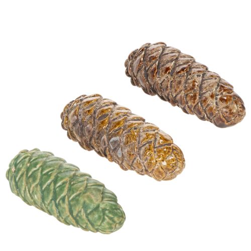 Keraamiset käpyjä, pöytäkoriste, syksy, 14 cm, 3 kpl ostaa | Floristik24.fi